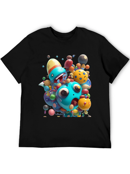 Cartoon Monster Graphic Black T-Shirt