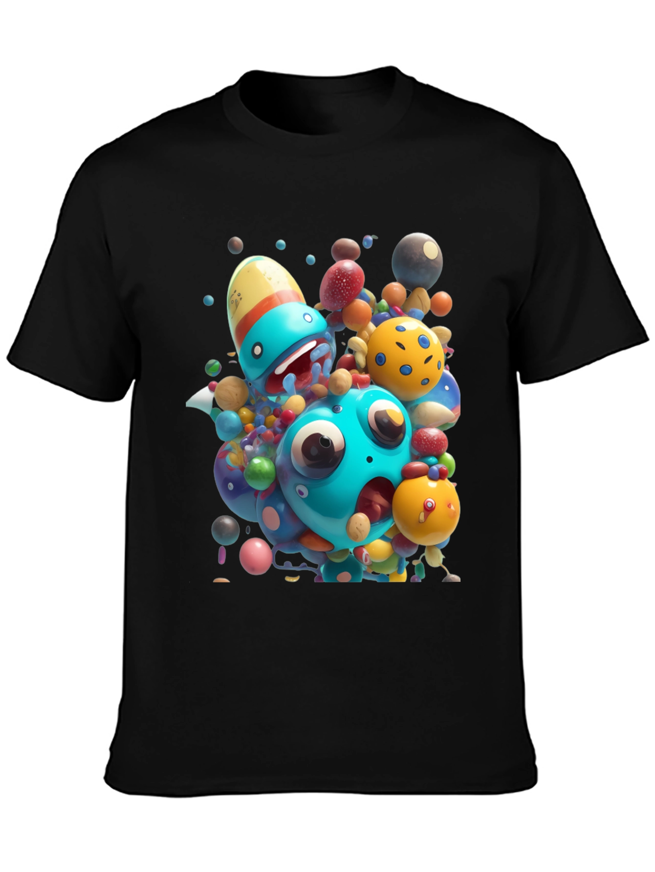 Cartoon Monster Graphic Black T-Shirt