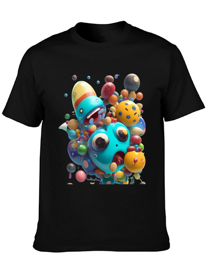 Cartoon Monster Graphic Black T-Shirt