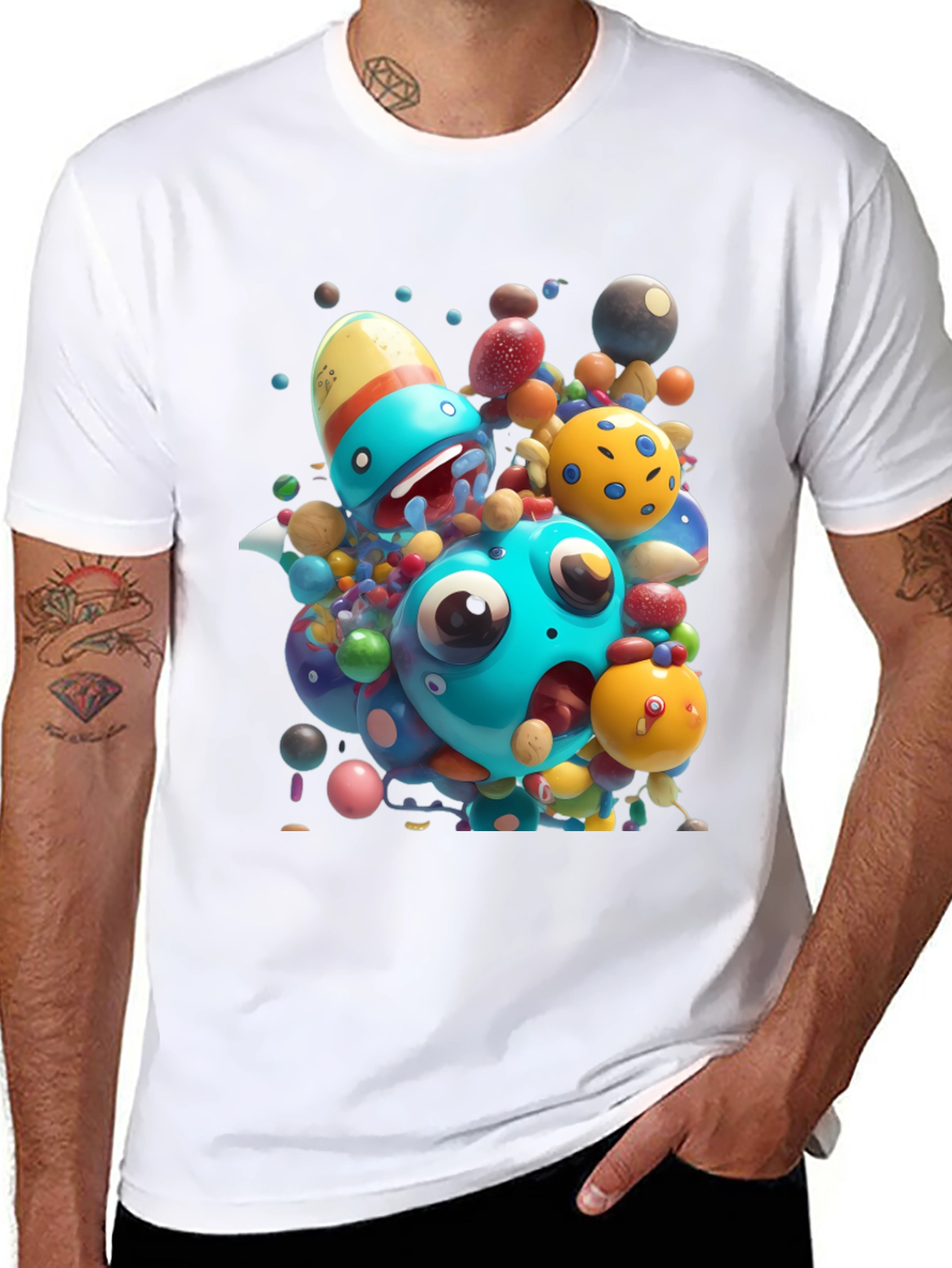 Cartoon Monster Graphic Black T-Shirt