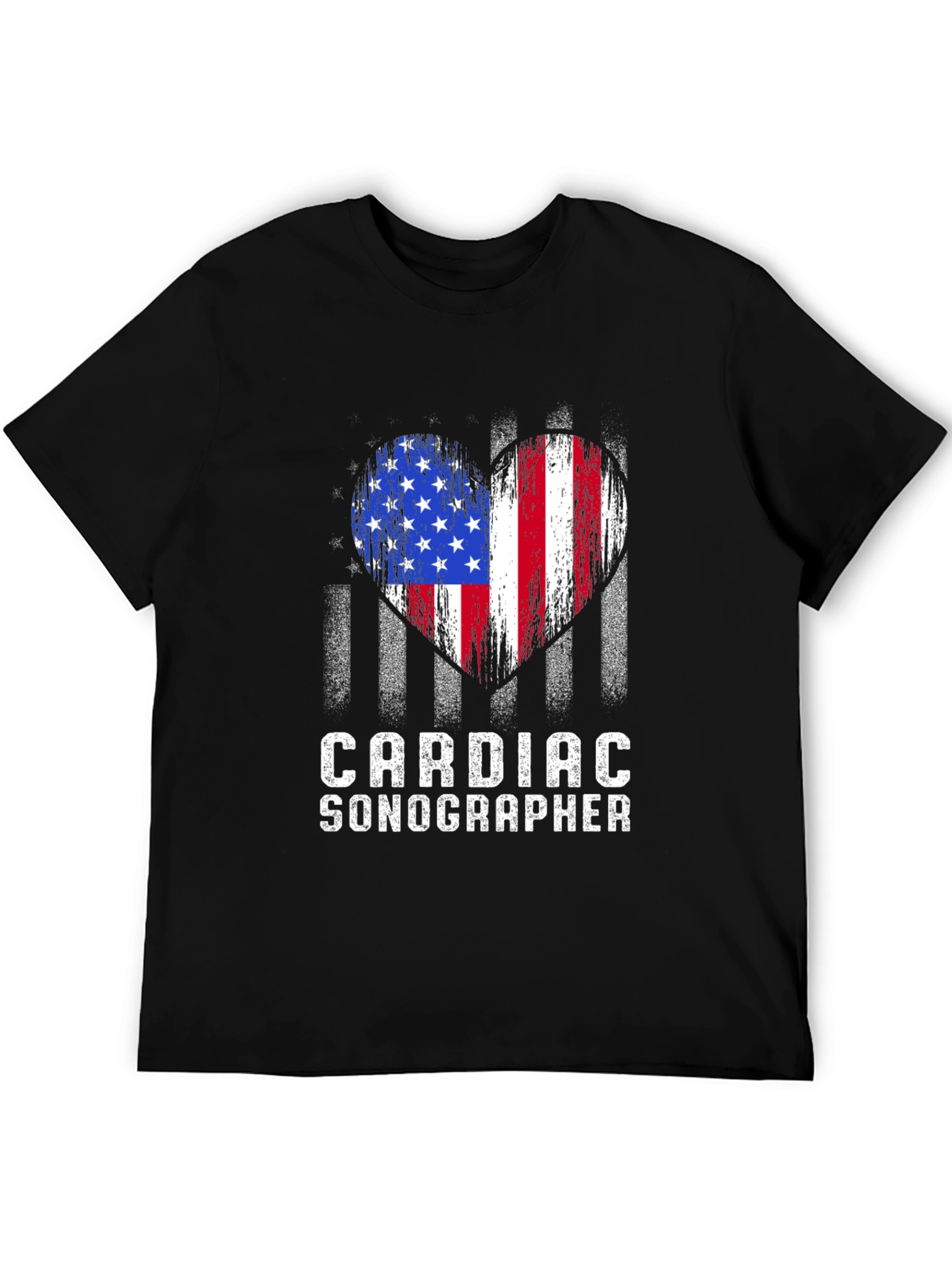 Cardiac Sonographer American Flag Heart T-Shirt