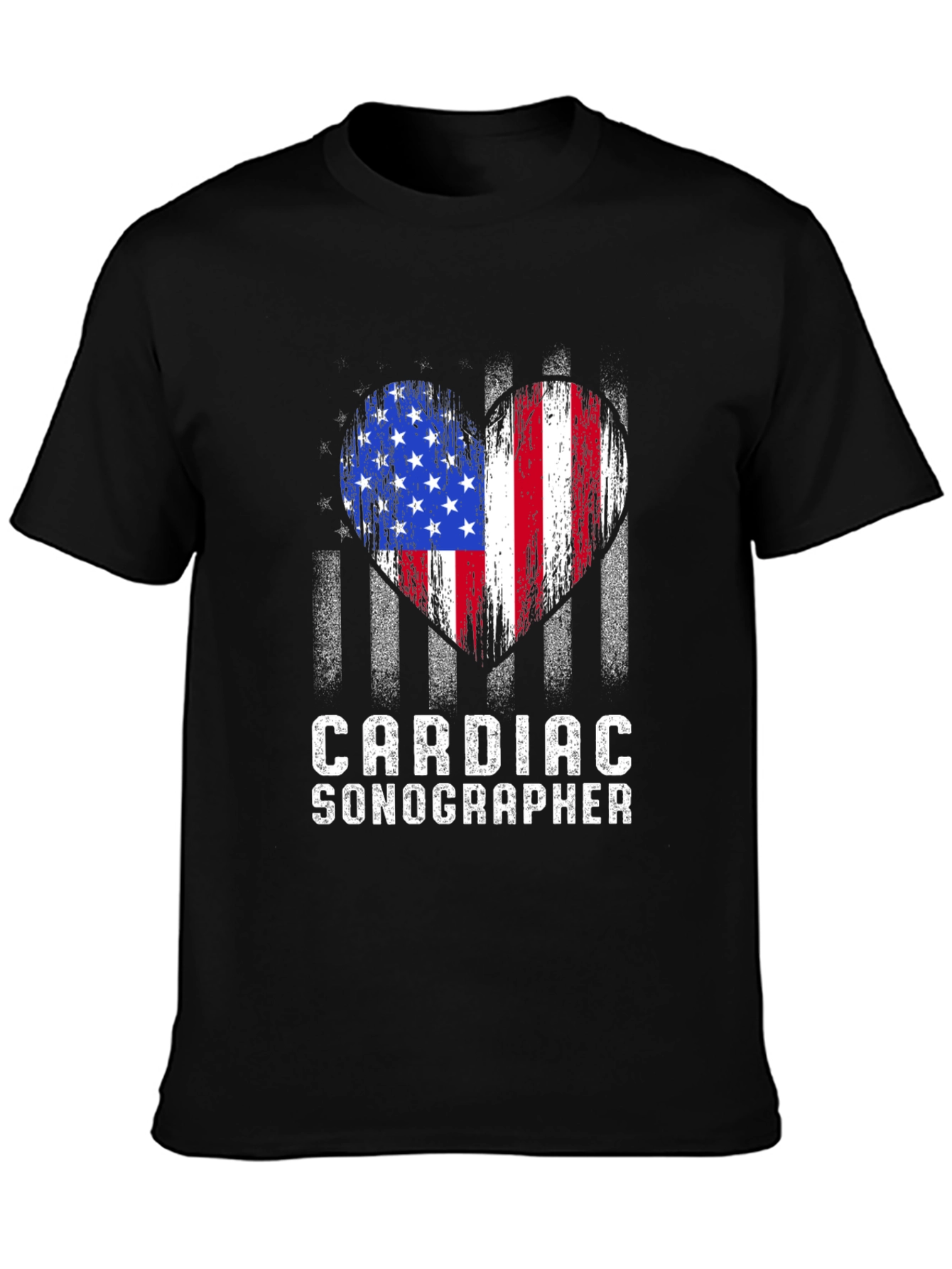Cardiac Sonographer American Flag Heart T-Shirt