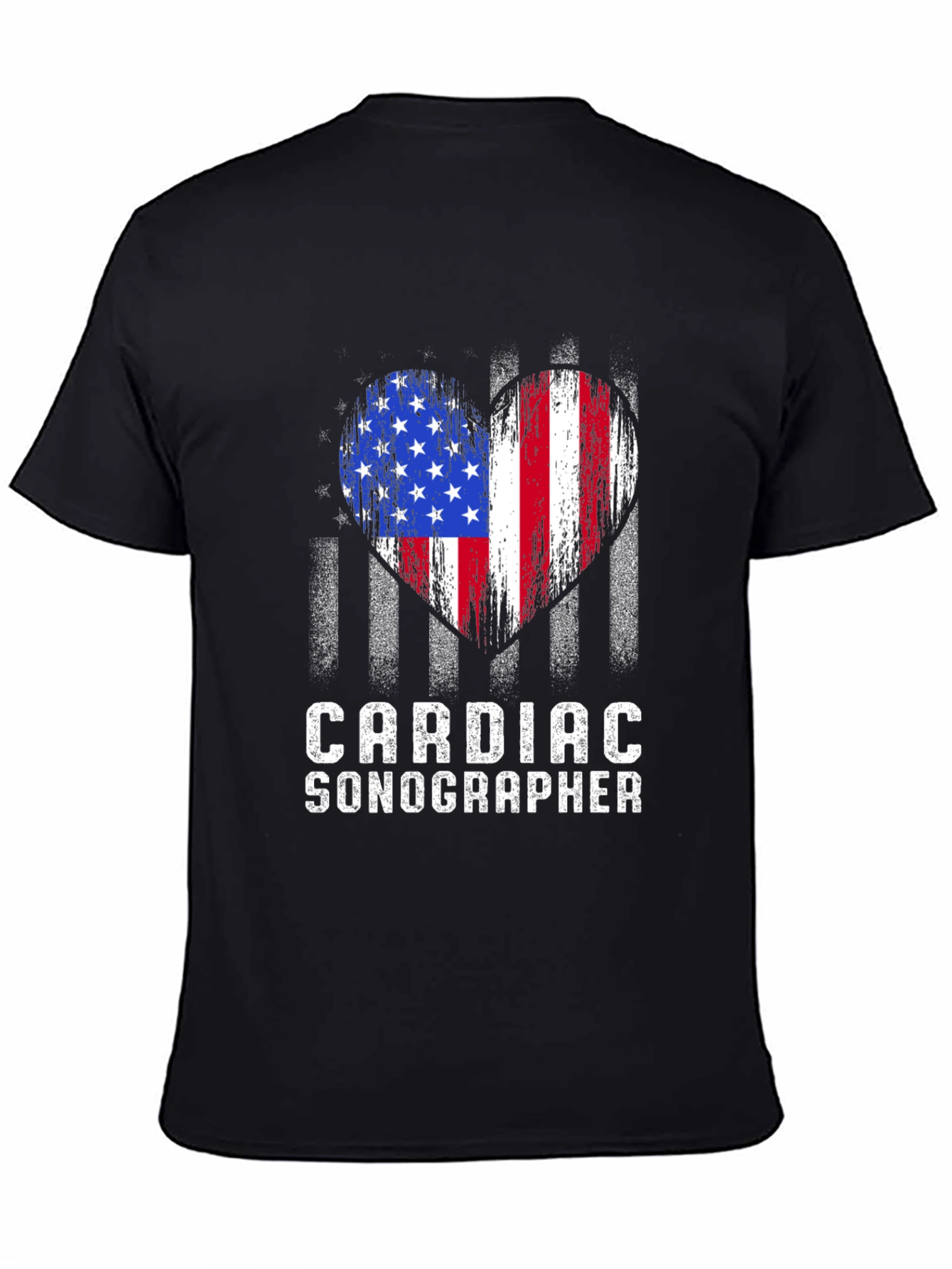 Cardiac Sonographer American Flag Heart T-Shirt