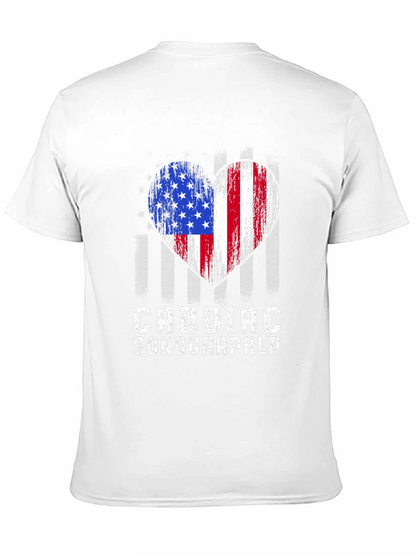 Cardiac Sonographer American Flag Heart T-Shirt
