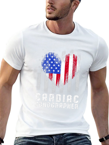 Cardiac Sonographer American Flag Heart T-Shirt