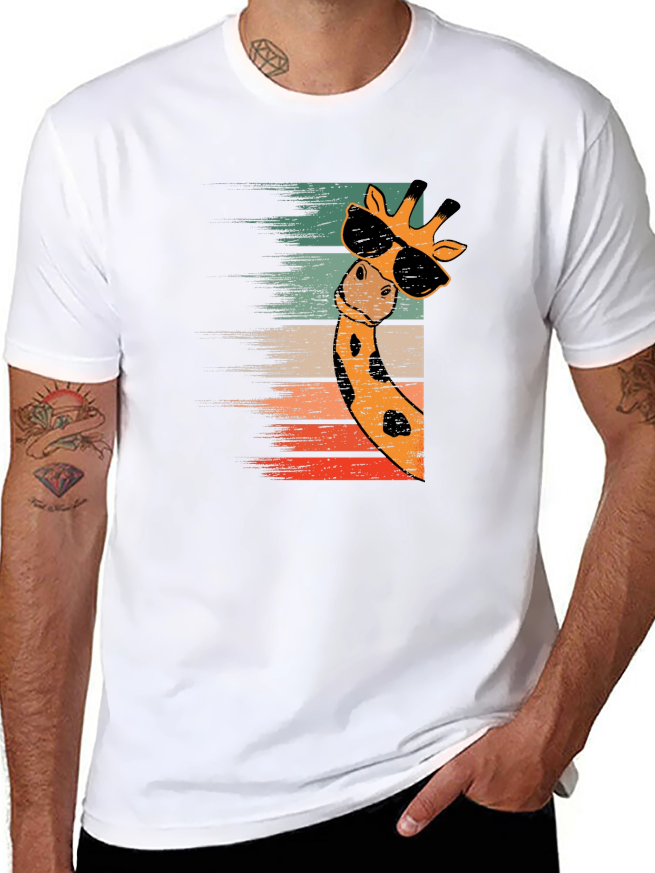 Cool Giraffe Retro Style T-Shirt