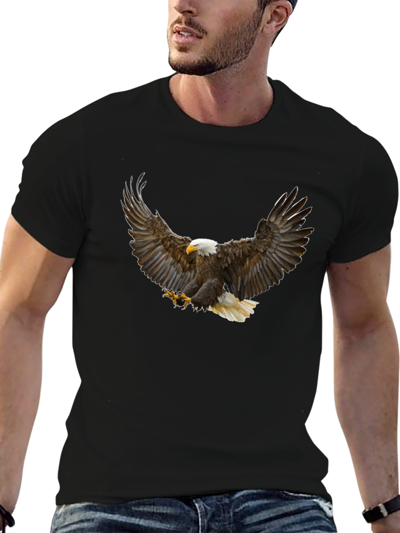 Bald Eagle Graphic T-Shirt - Mens Black Tee
