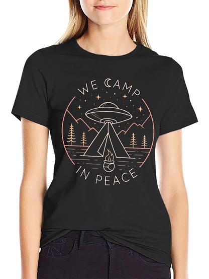 We Camp in Peace Alien UFO Graphic Tee