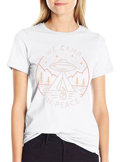 We Camp in Peace Alien UFO Graphic Tee