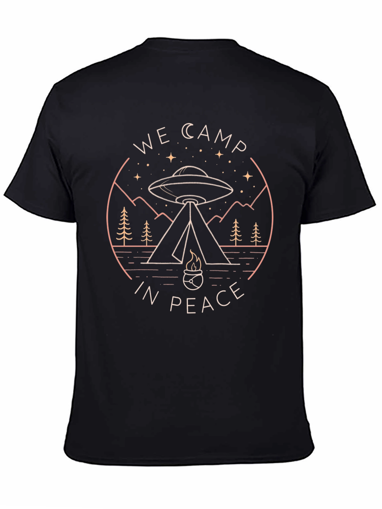We Camp in Peace Alien UFO Graphic Tee