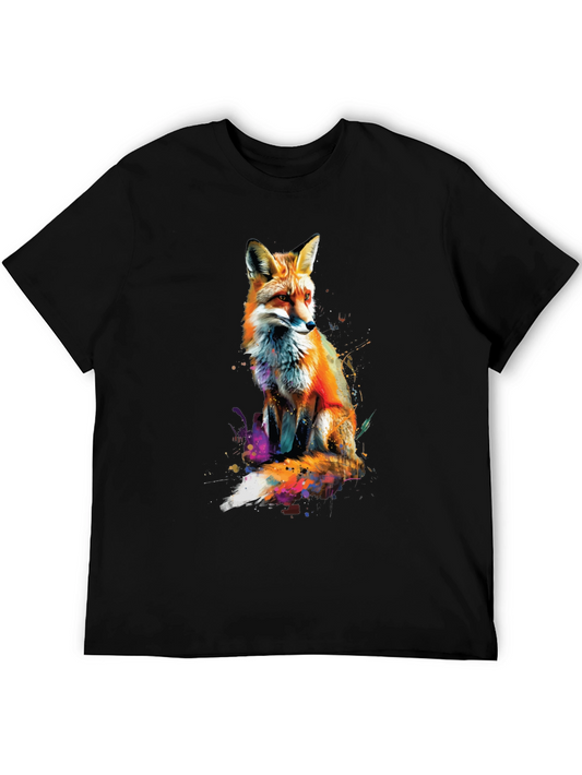 Fox Watercolor Graphic T-Shirt - Artistic Mens Tee