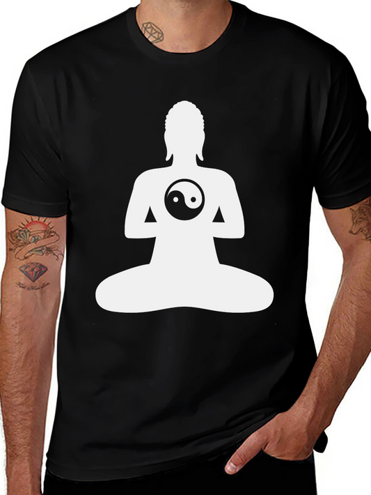 Yin Yang Buddha Graphic Tee - Black