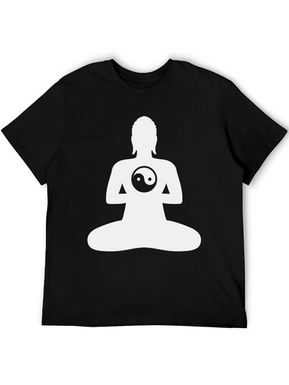 Yin Yang Buddha Graphic Tee - Black