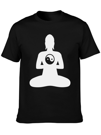 Yin Yang Buddha Graphic Tee - Black
