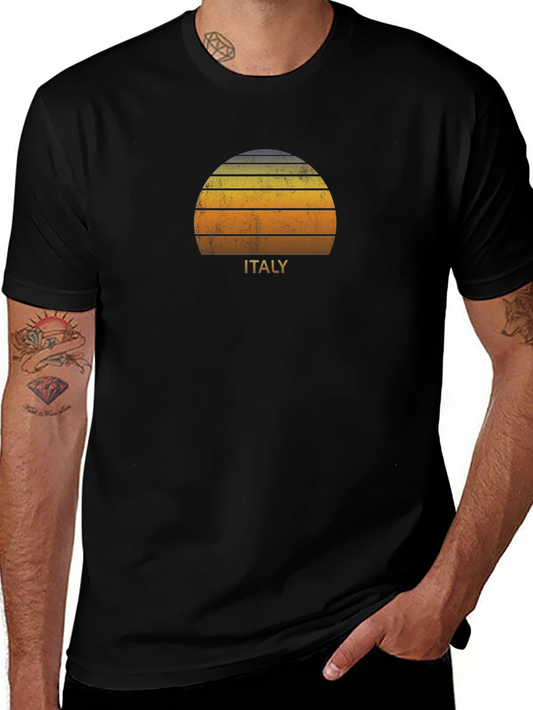 Italy Sunset Graphic Tee - Vintage Style Cotton T-Shirt