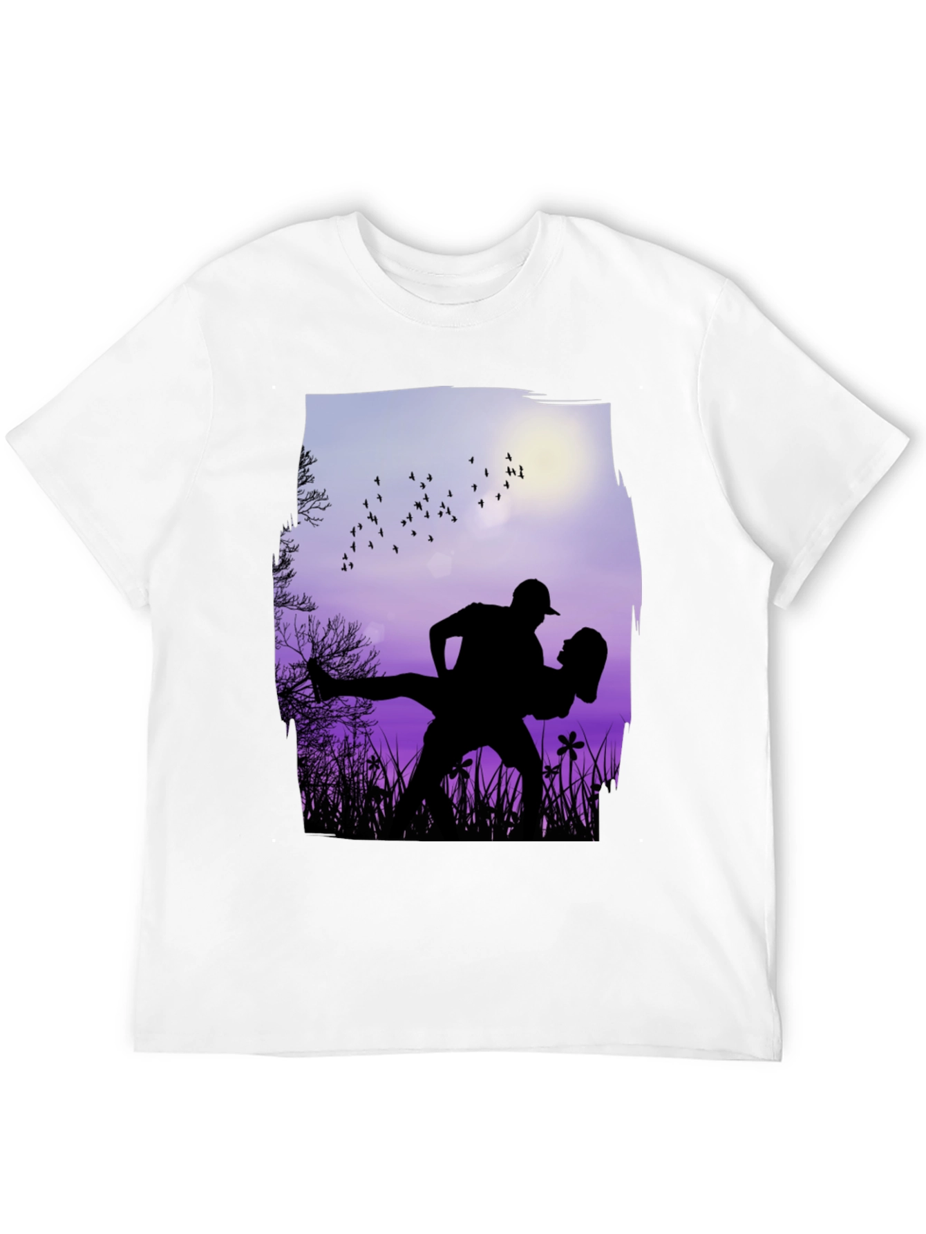 Silhouette Couple Dance Graphic T-Shirt - Romantic Design