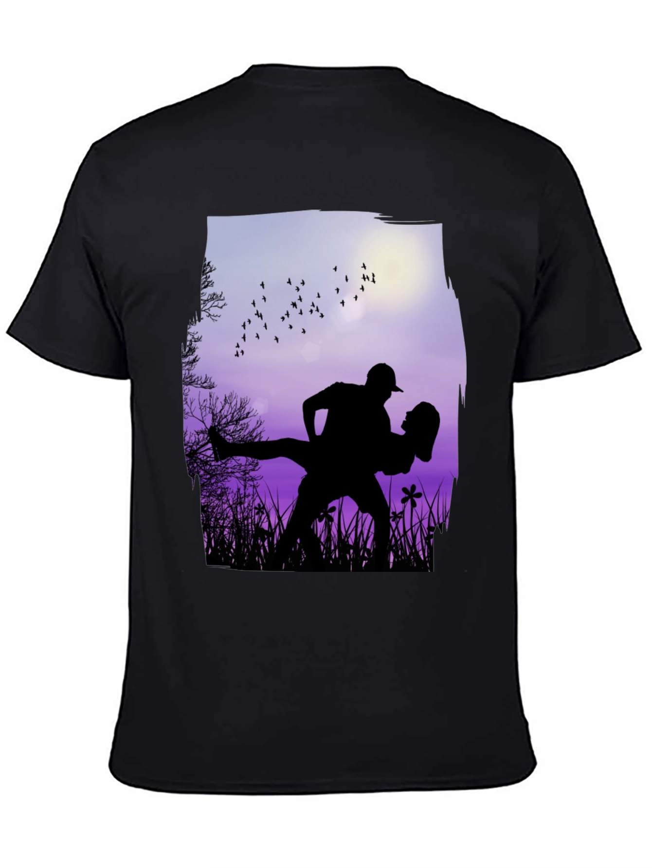 Silhouette Couple Dance Graphic T-Shirt - Romantic Design