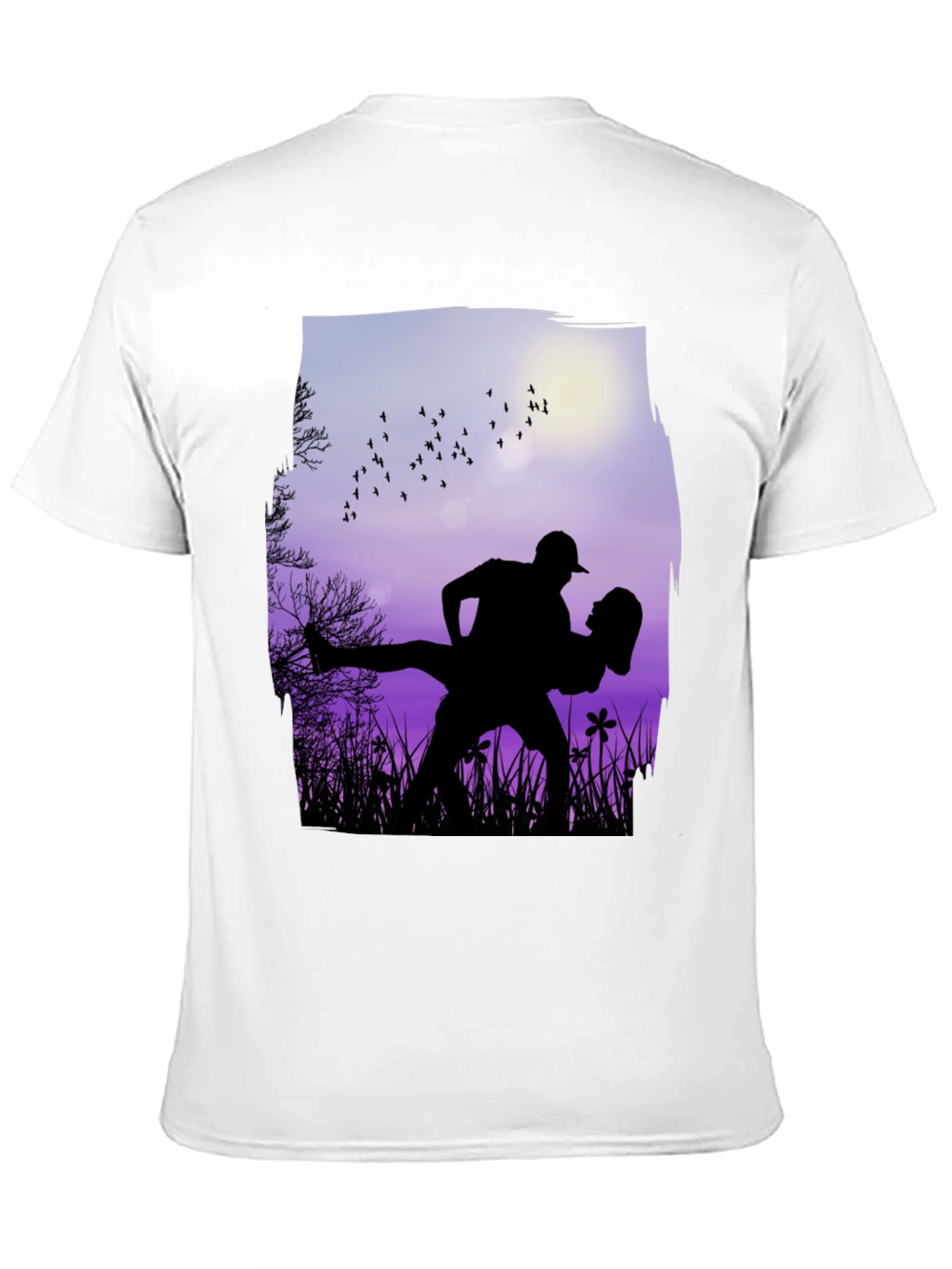 Silhouette Couple Dance Graphic T-Shirt - Romantic Design