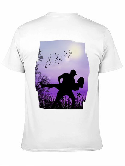 Silhouette Couple Dance Graphic T-Shirt - Romantic Design