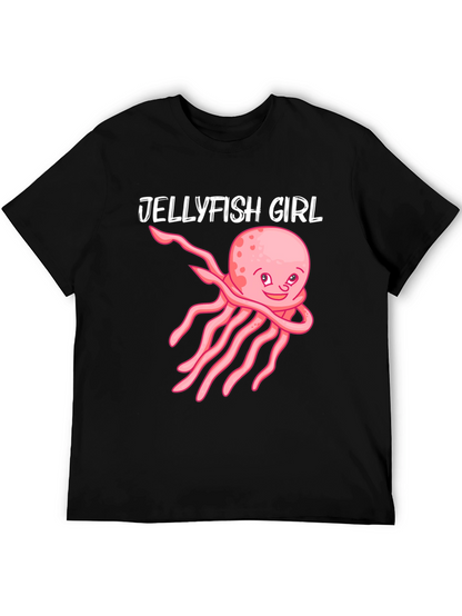 Jellyfish Girl Graphic Tee - Black Cotton Shirt