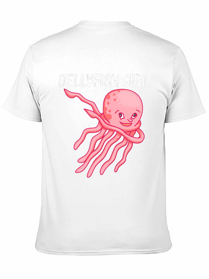Jellyfish Girl Graphic Tee - Black Cotton Shirt