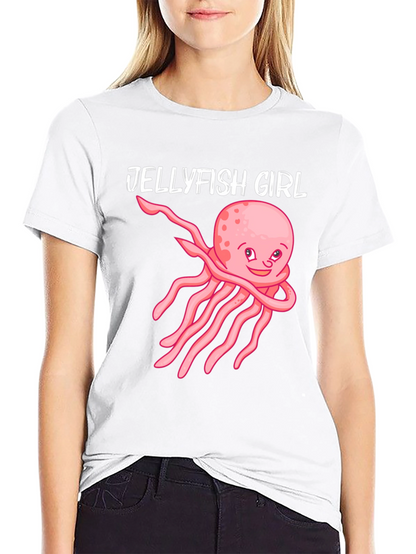 Jellyfish Girl Graphic Tee - Black Cotton Shirt