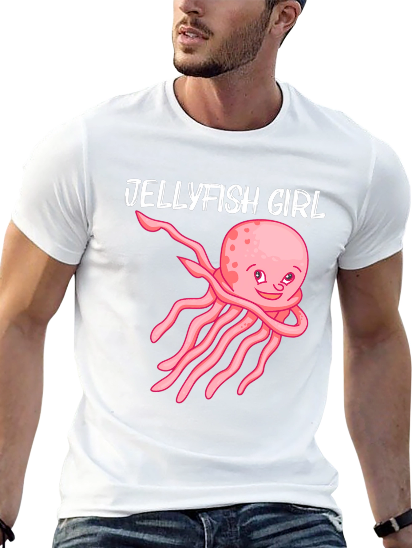 Jellyfish Girl Graphic Tee - Black Cotton Shirt