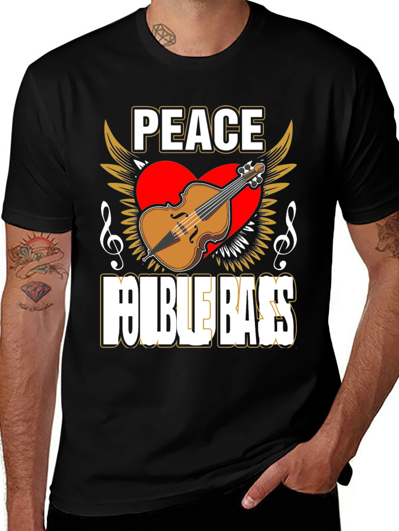 Peace Double Bass Black Graphic Tee
