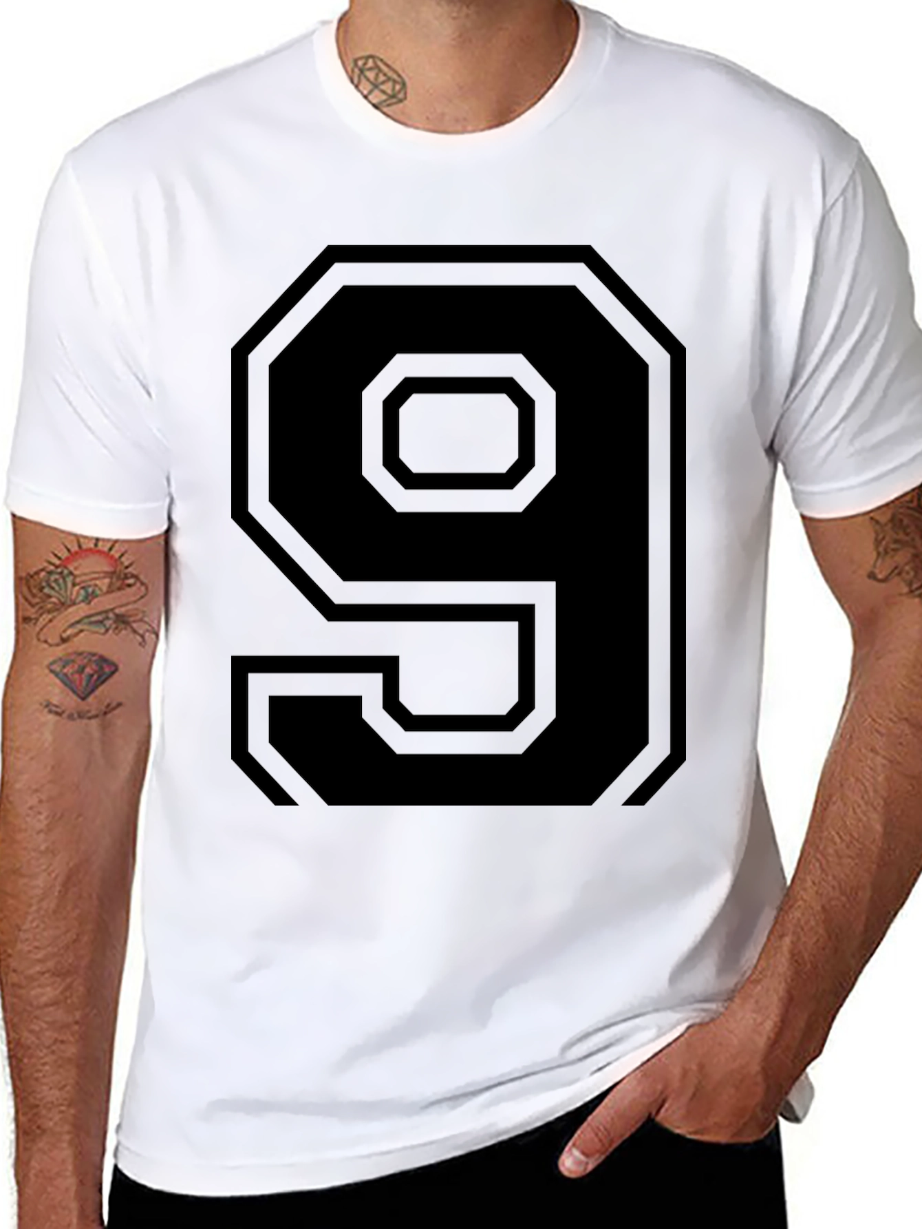 Bold Number 9 Graphic Tee - Black T-Shirt