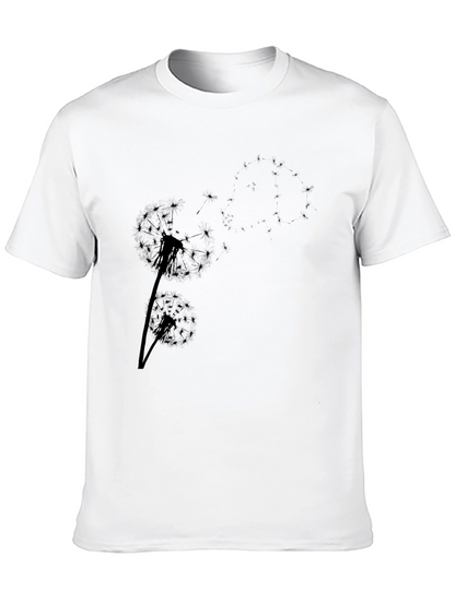 Dandelion Print Black T-Shirt - Casual Comfort
