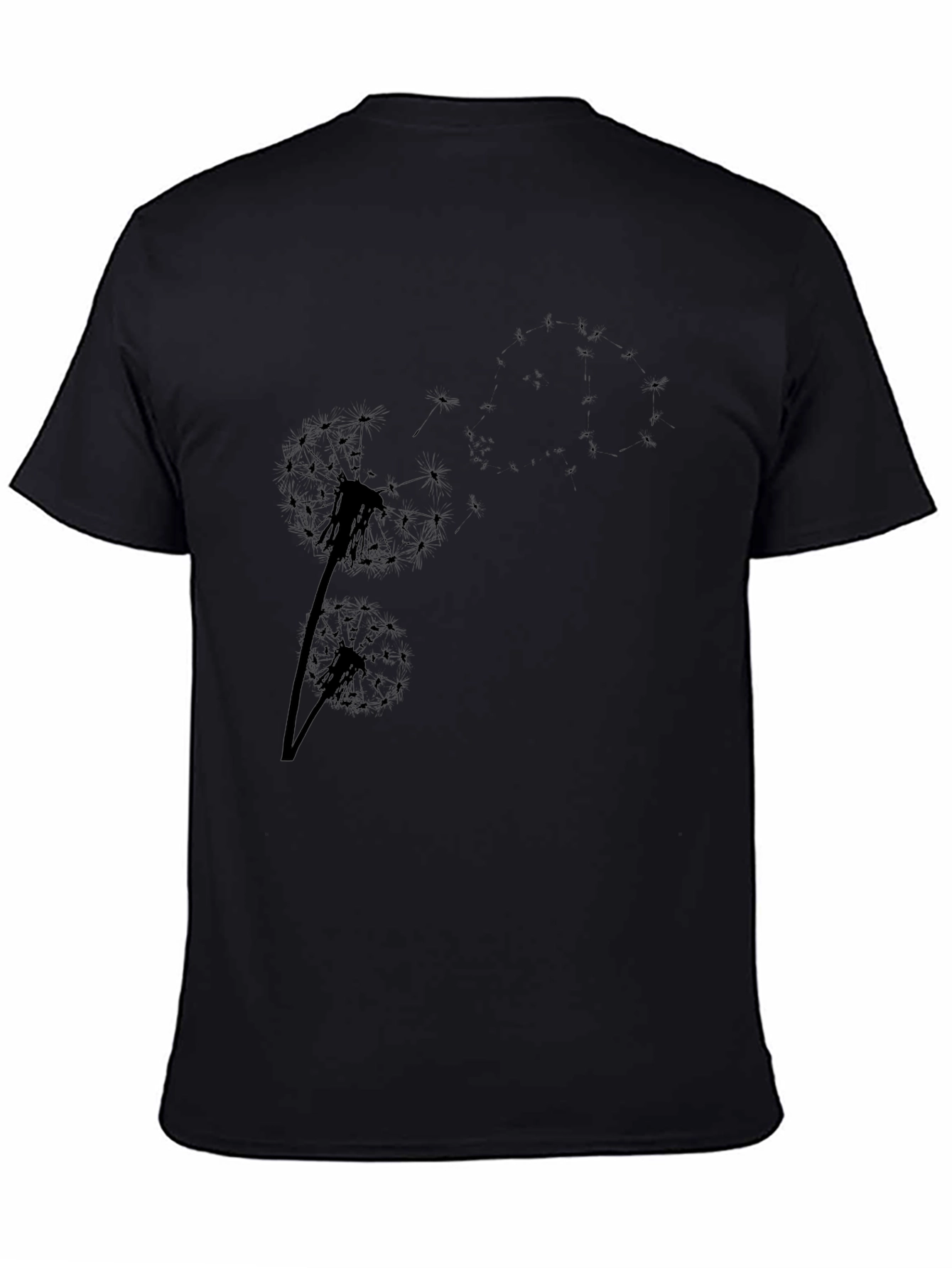 Dandelion Print Black T-Shirt - Casual Comfort