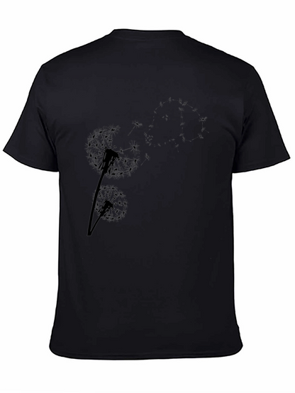 Dandelion Print Black T-Shirt - Casual Comfort
