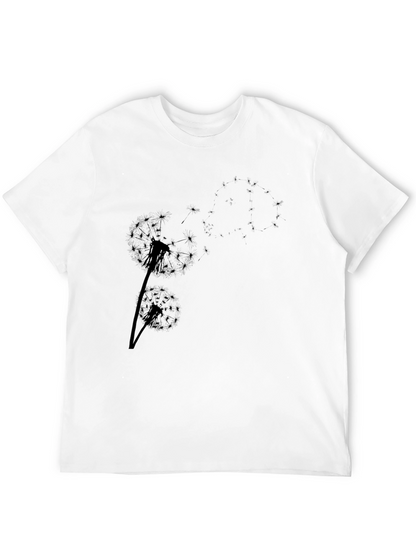 Dandelion Print Black T-Shirt - Casual Comfort