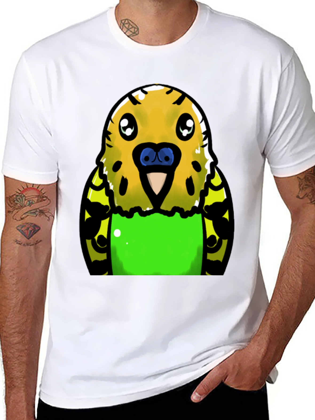 Budgie Cartoon Graphic T-Shirt