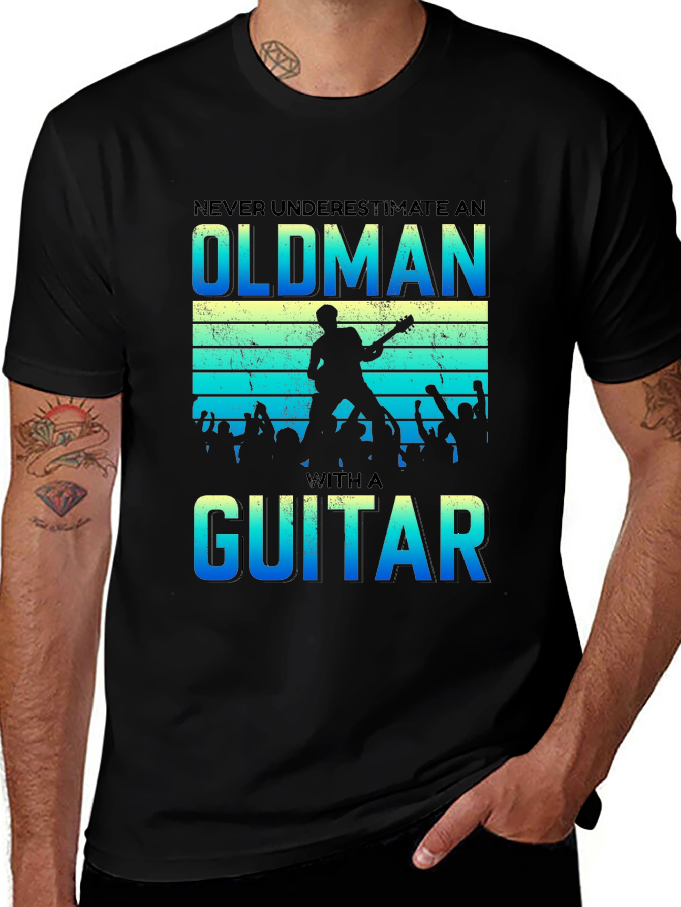 Never Underestimate an Old Man with a Guitar T-Shirt