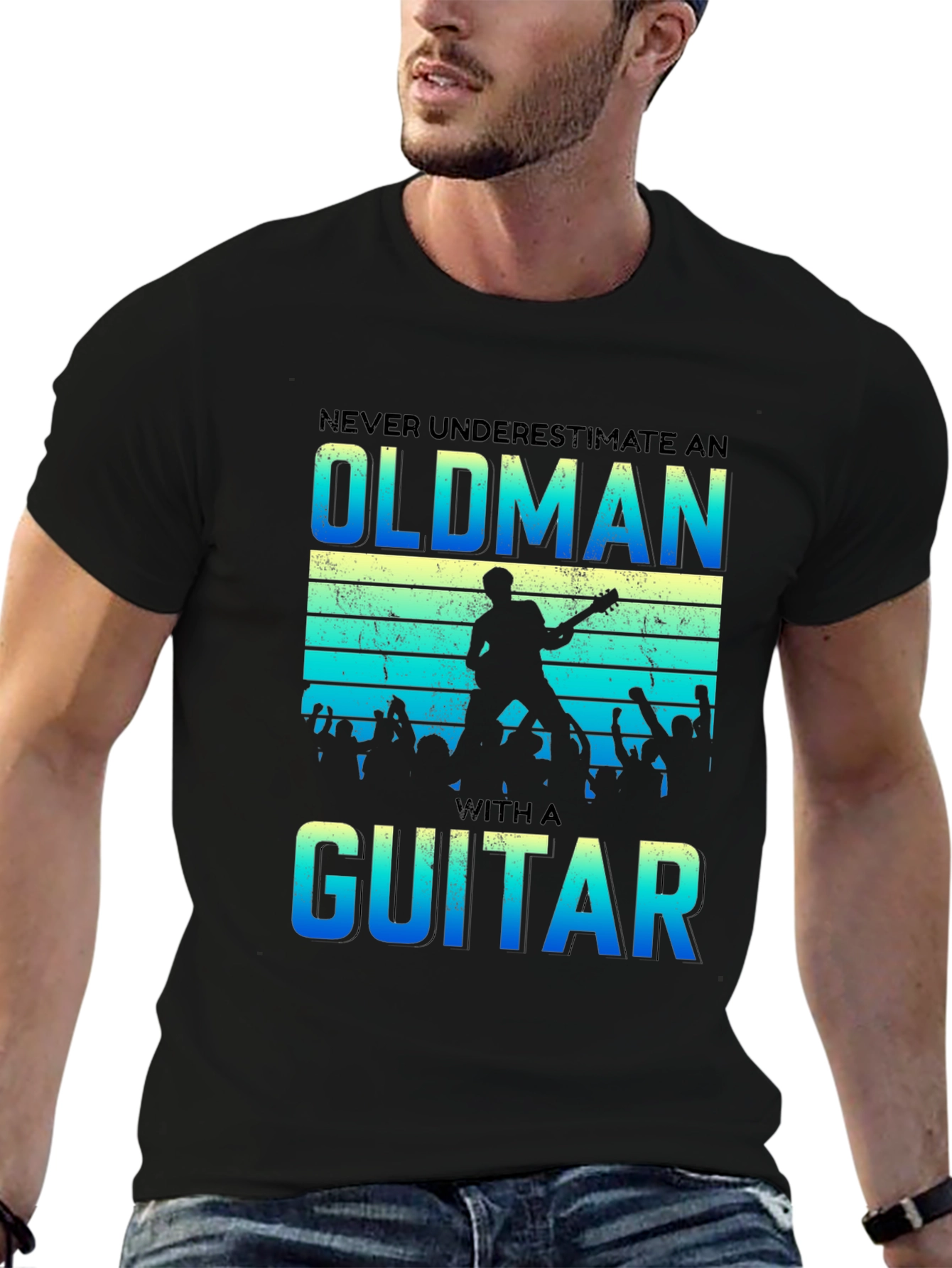 Never Underestimate an Old Man with a Guitar T-Shirt