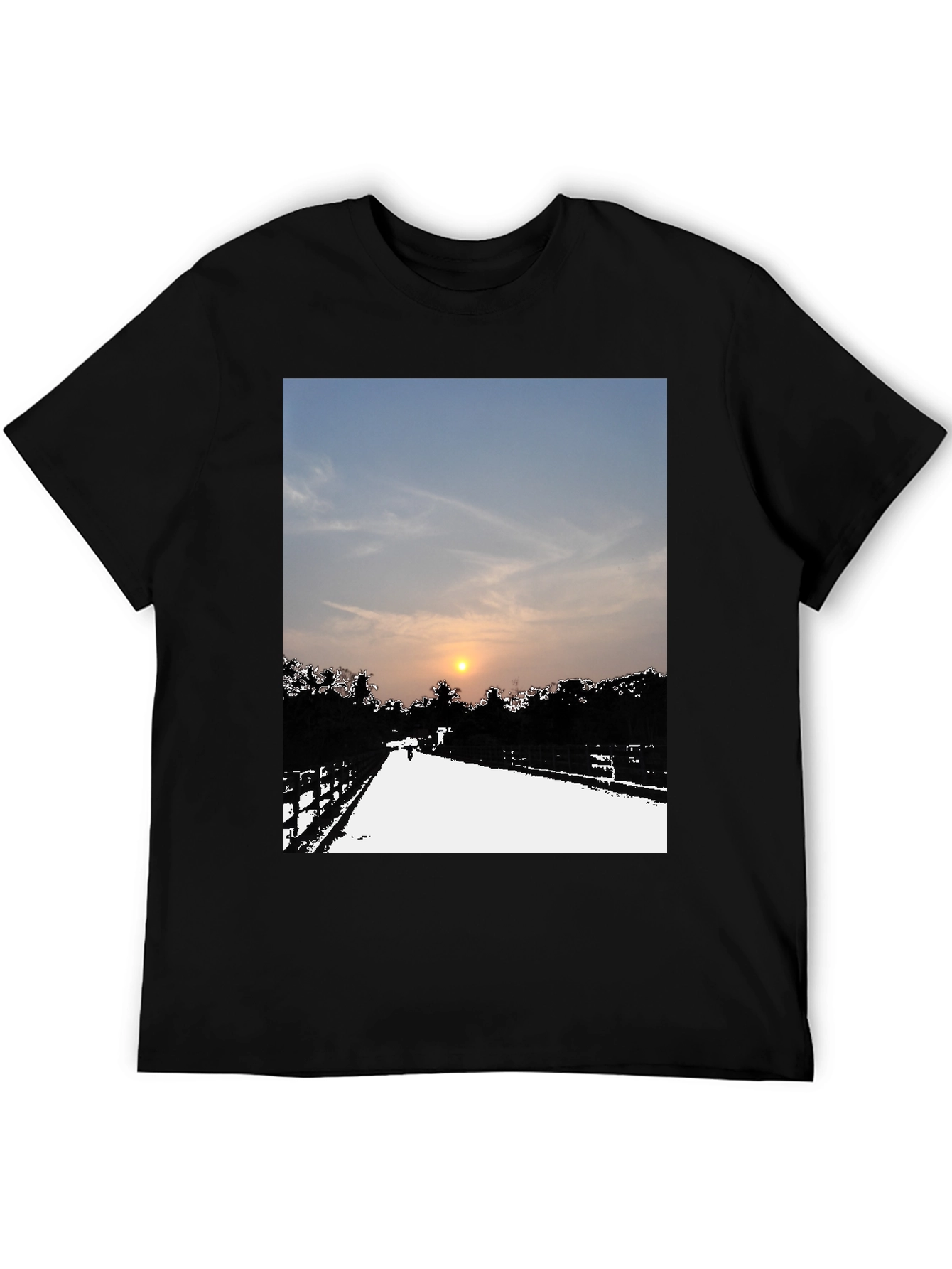 Sunset Road Graphic Tee - Black Casual Comfort