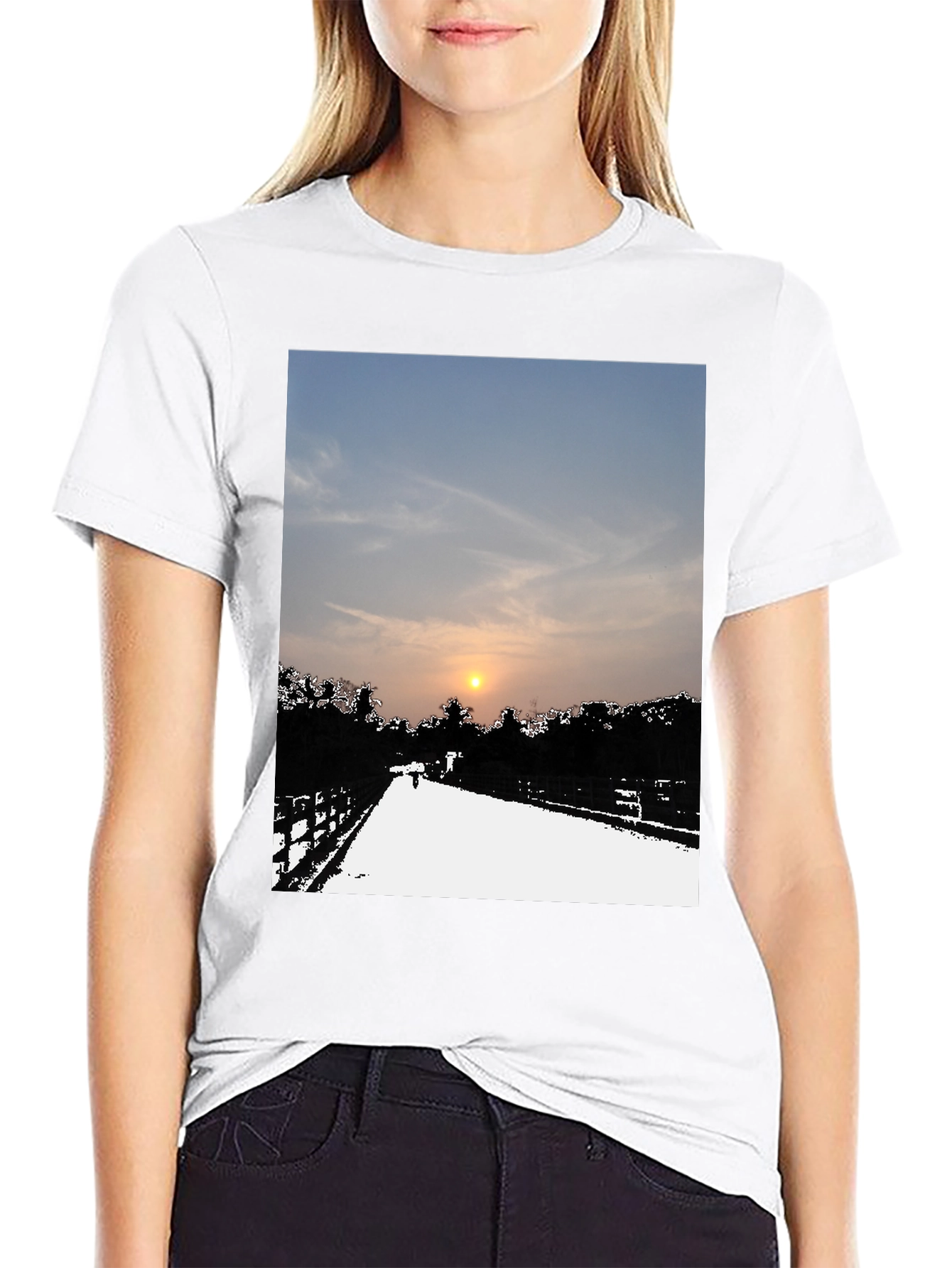 Sunset Road Graphic Tee - Black Casual Comfort