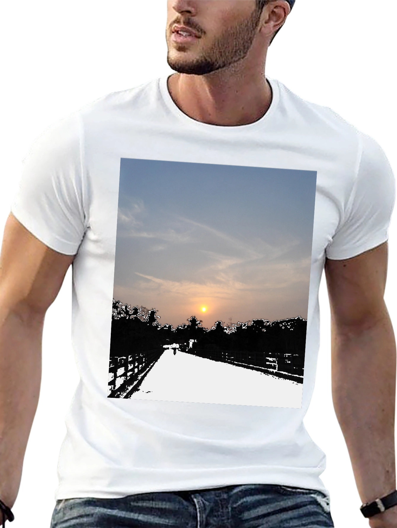 Sunset Road Graphic Tee - Black Casual Comfort