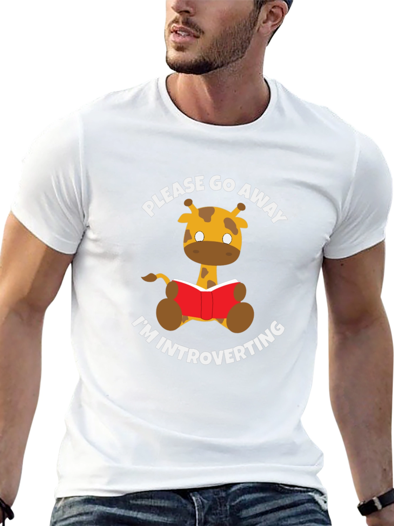 Introvert Giraffe Reading Novelty T-Shirt