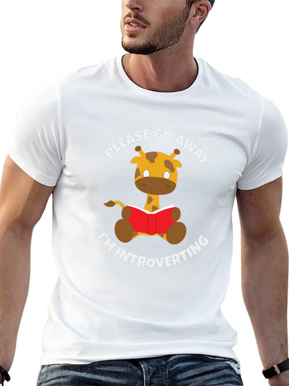 Introvert Giraffe Reading Novelty T-Shirt