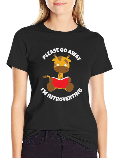 Introvert Giraffe Reading Novelty T-Shirt