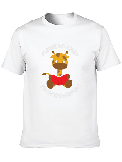 Introvert Giraffe Reading Novelty T-Shirt