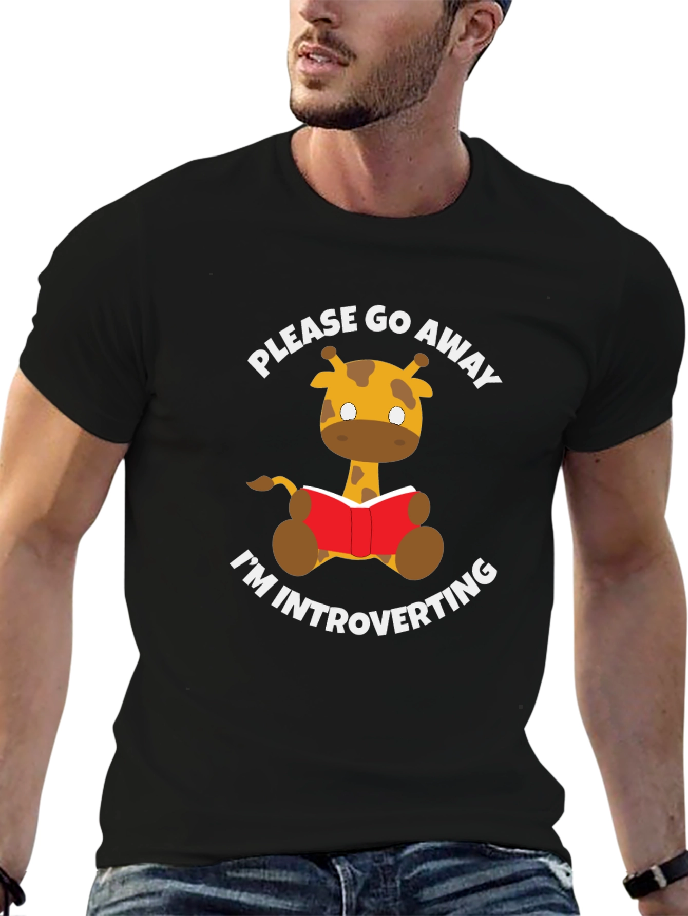 Introvert Giraffe Reading Novelty T-Shirt
