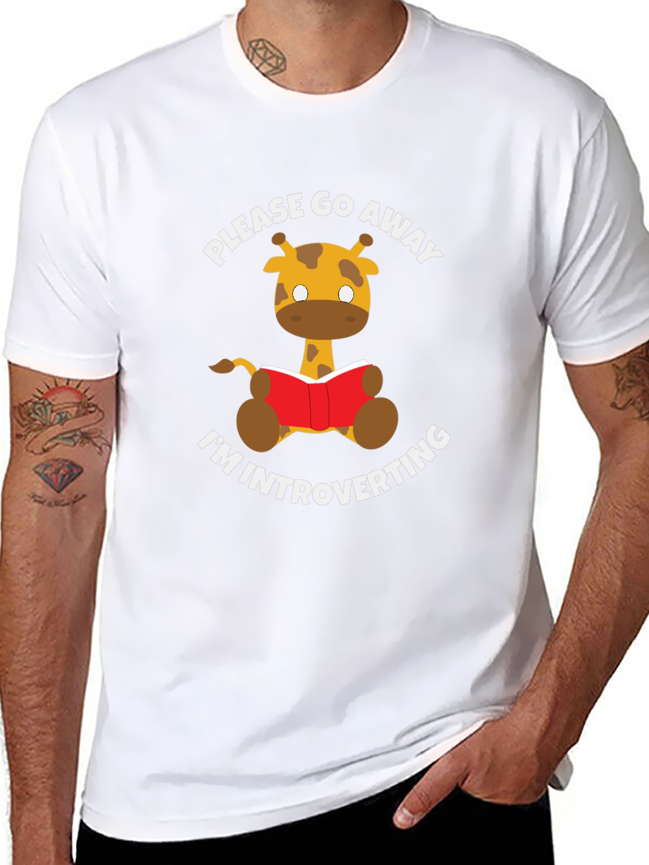 Introvert Giraffe Reading Novelty T-Shirt