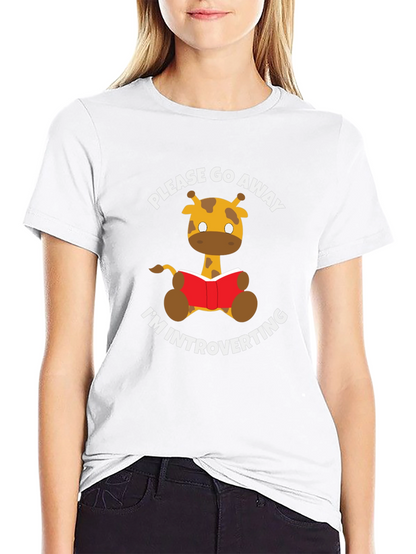 Introvert Giraffe Reading Novelty T-Shirt