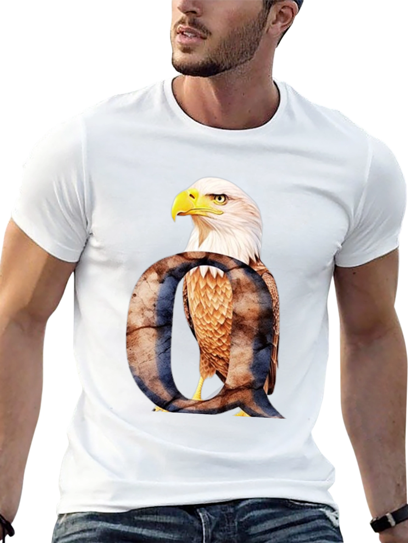 Eagle Letter Q Graphic T-Shirt