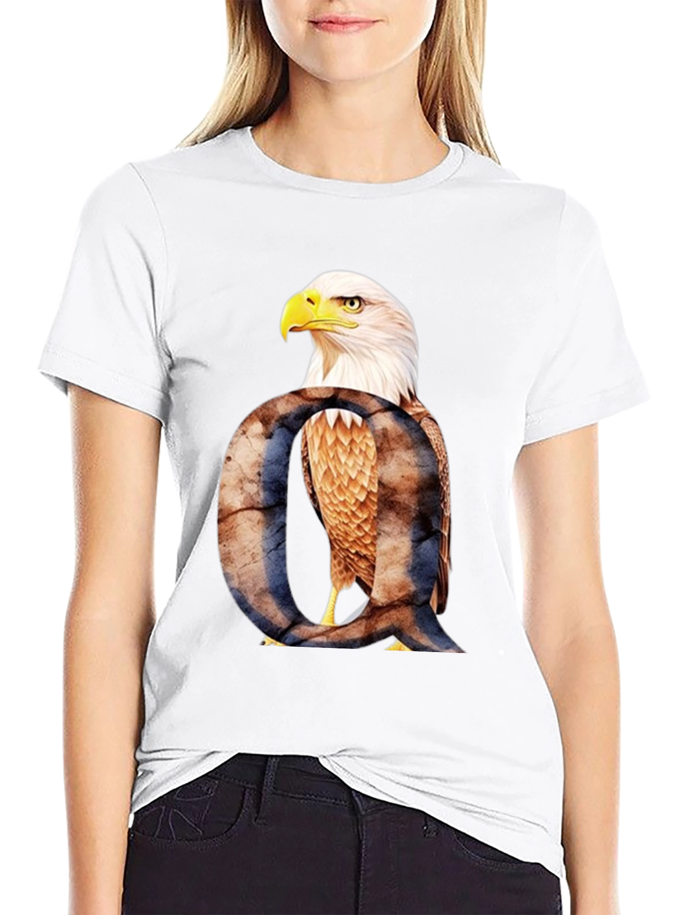 Eagle Letter Q Graphic T-Shirt