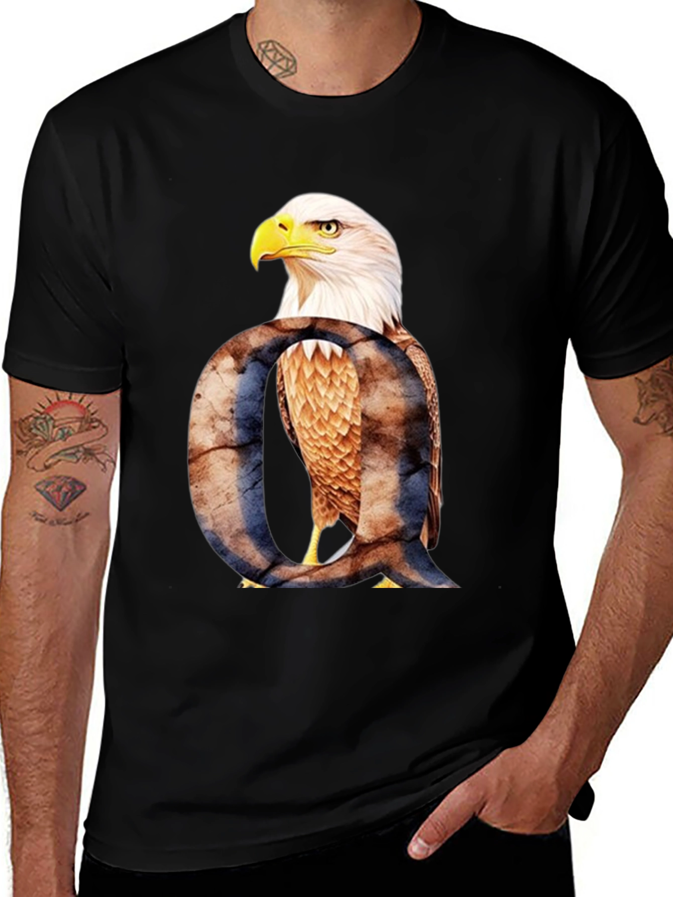 Eagle Letter Q Graphic T-Shirt