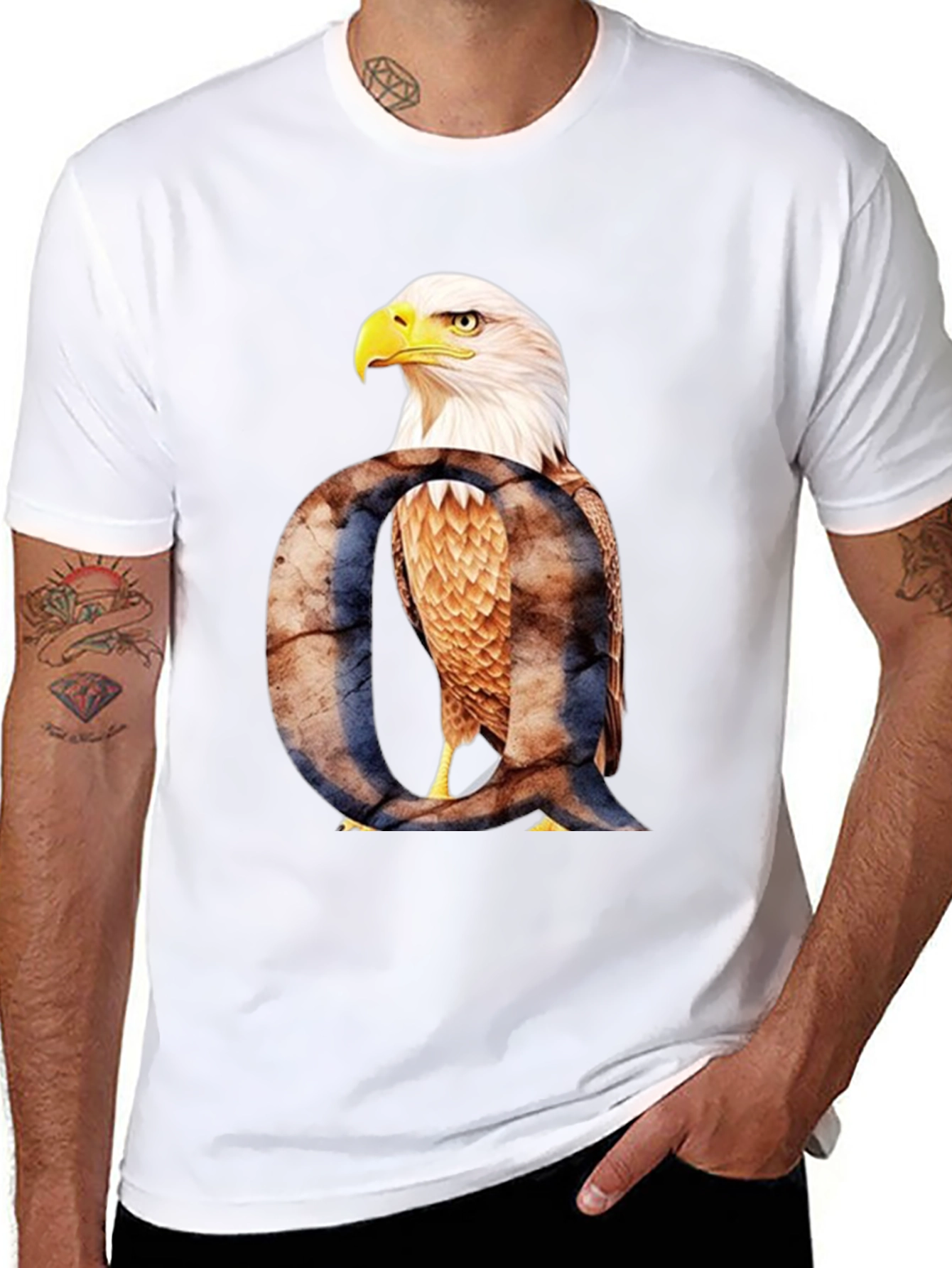 Eagle Letter Q Graphic T-Shirt